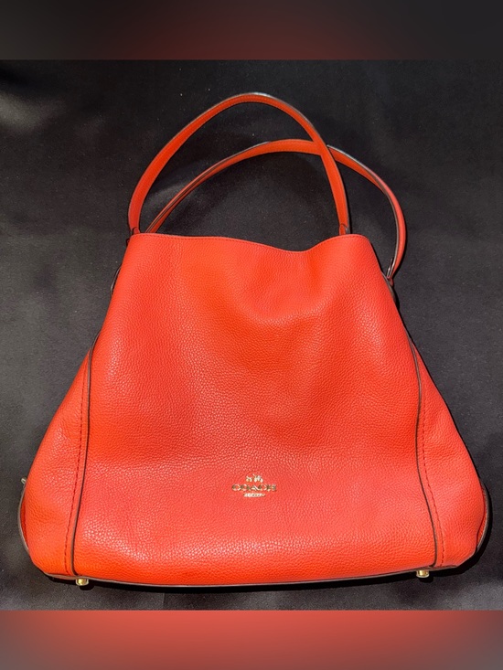 Coach Handbags - Coach Edie Pebbled Leather Shoulder Tote in Orange-Red